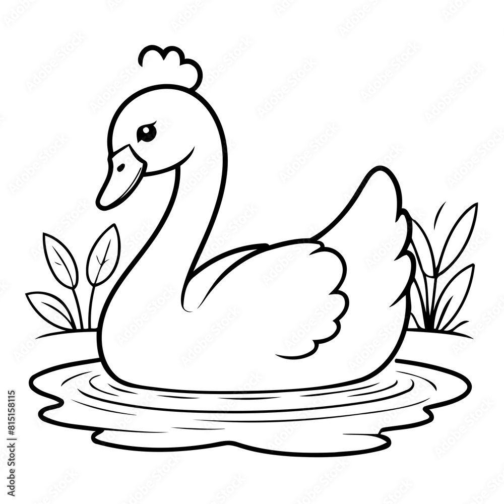 Cute vector illustration Swan drawing colouring activity Cute vector illustration Swan drawing colouring activity