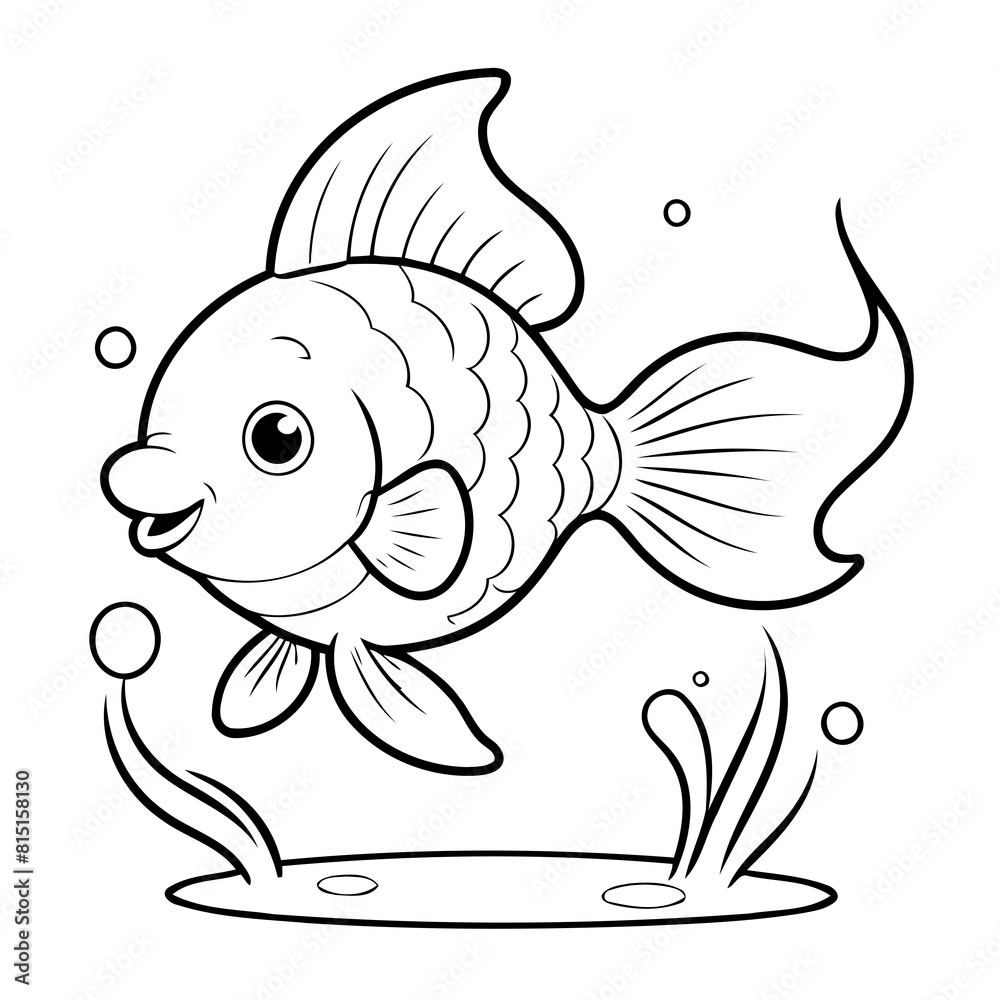 Cute vector illustration Goldfish drawing for kids page Cute vector illustration Goldfish drawing for kids page