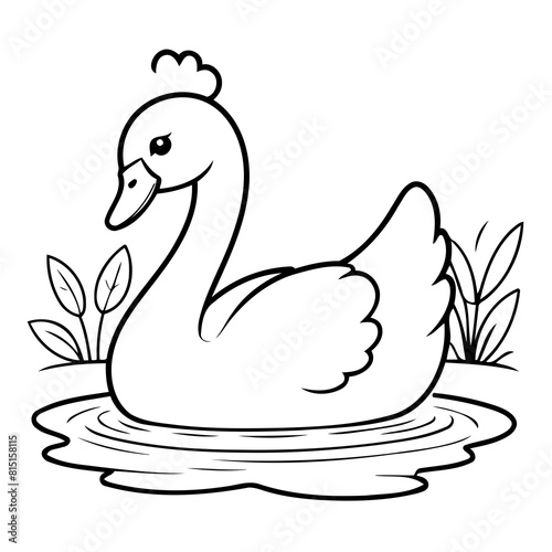 Cute vector illustration Swan drawing colouring activity