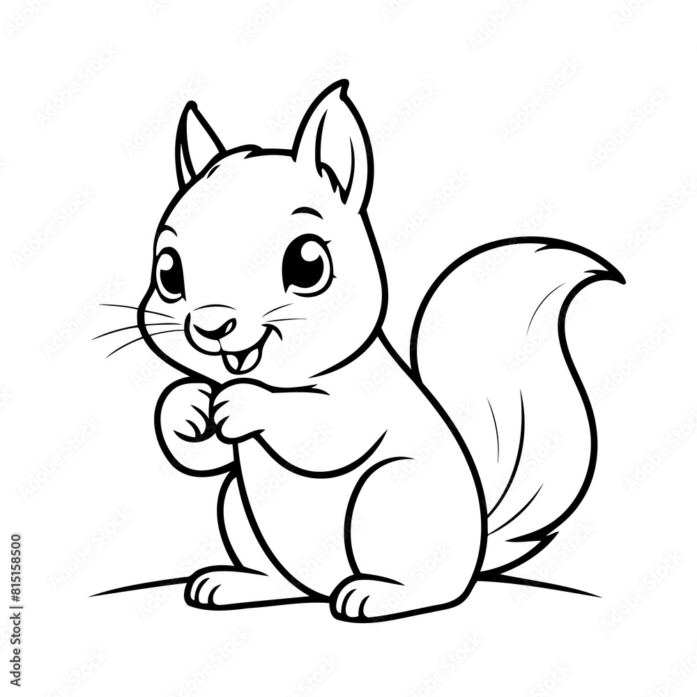 Cute vector illustration Squirrel doodle for toddlers worksheet