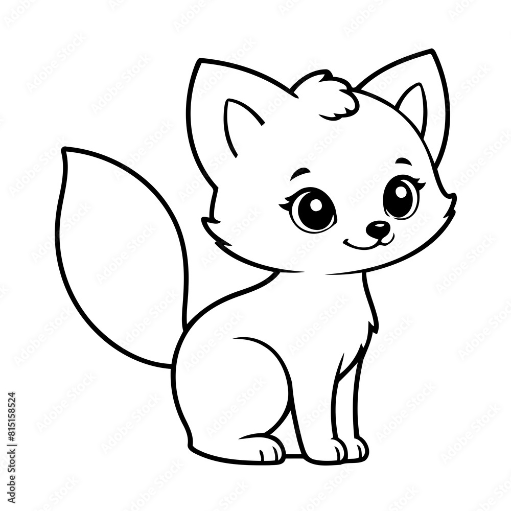 Vector illustration of a cute Fox doodle for toddlers coloring activity