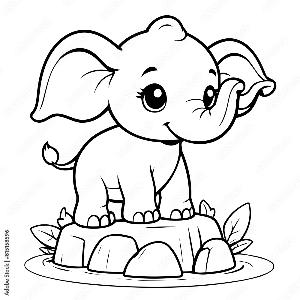Cute vector illustration Elephant drawing for children page Cute vector illustration Elephant drawing for children page