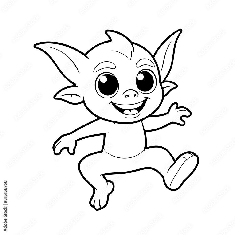 Simple vector illustration of Goblin drawing for kids colouring page Simple vector illustration of Goblin drawing for kids colouring page