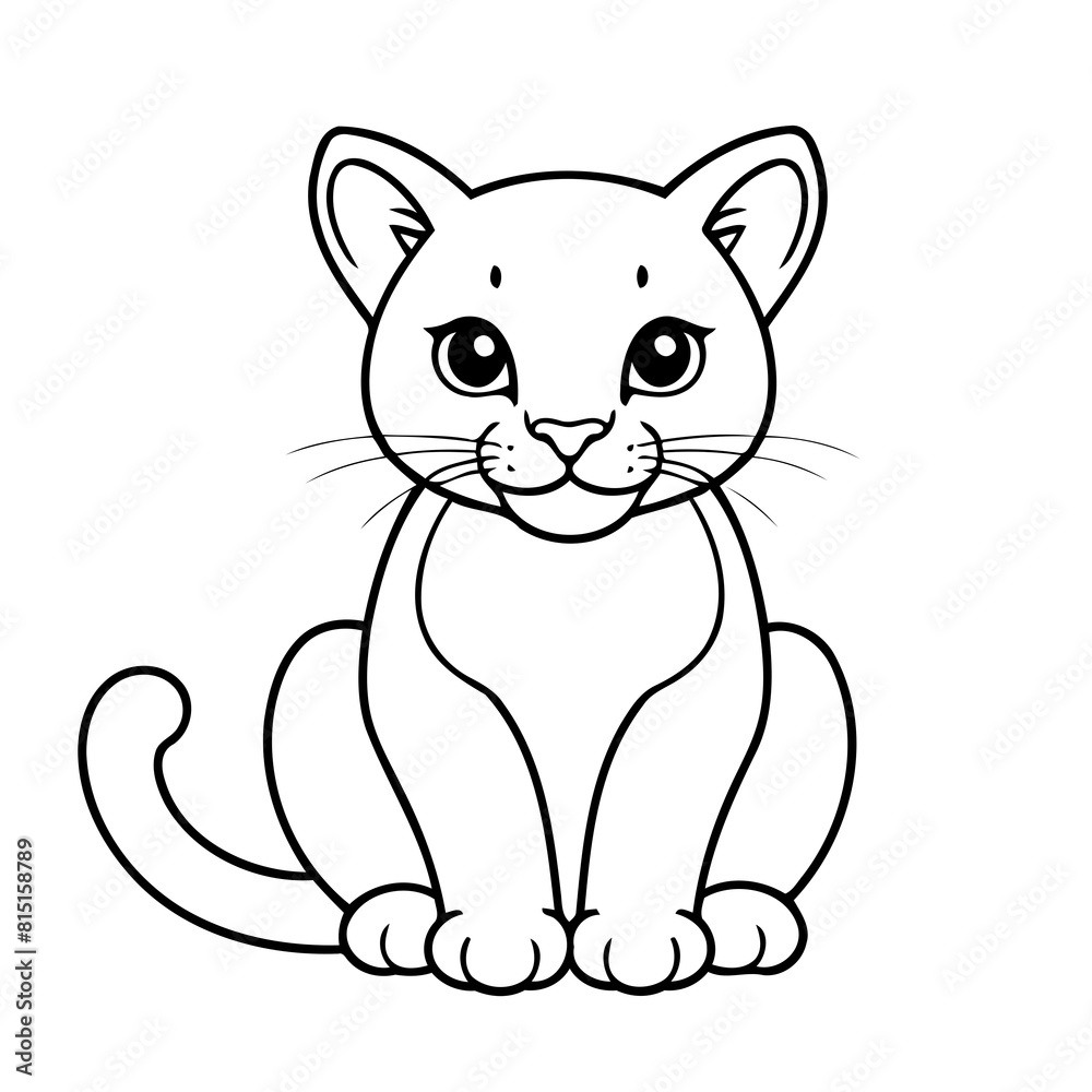 Simple vector illustration of Puma drawing for toddlers coloring activity Simple vector illustration of Puma drawing for toddlers coloring activity