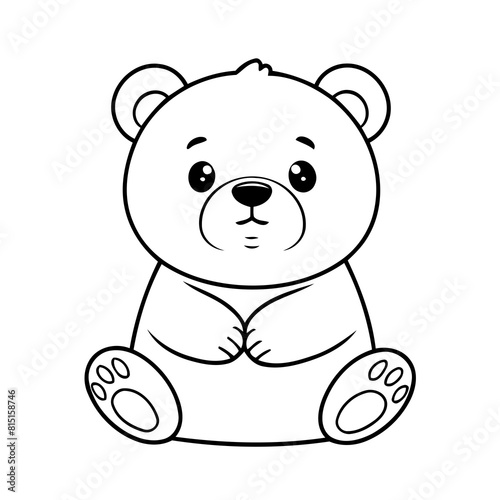 Vector illustration of a cute Bear doodle for toddlers colouring page