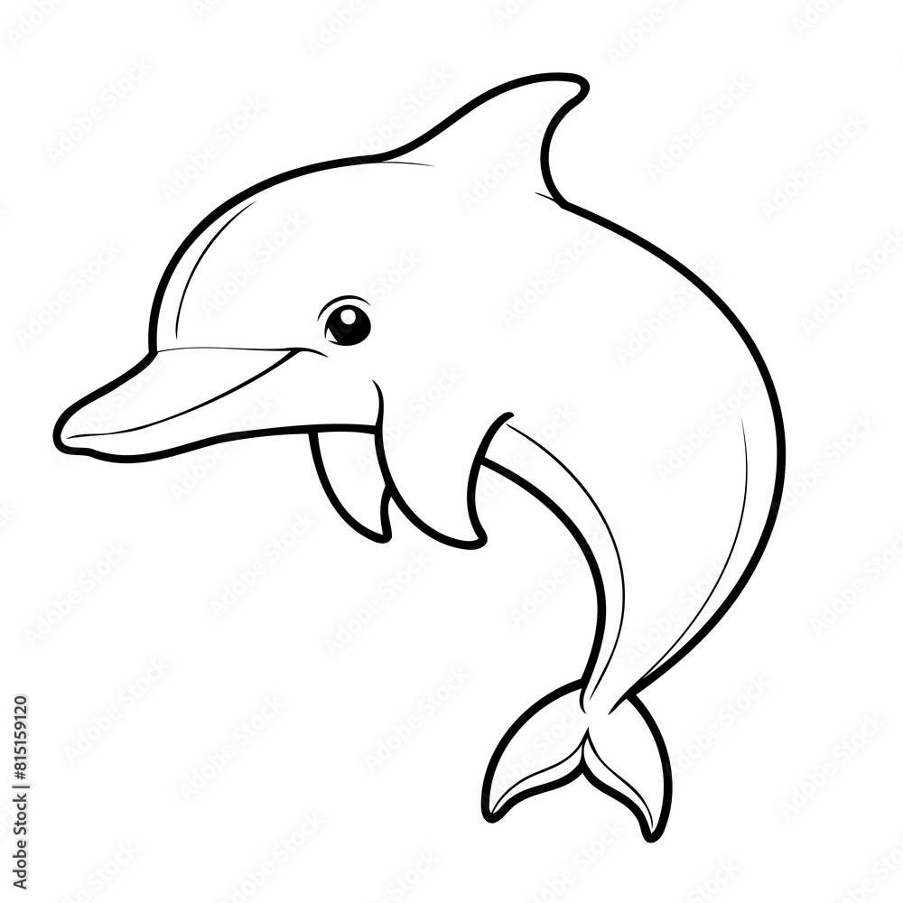 Cute vector illustration Dolphin for kids colouring worksheet Cute vector illustration Dolphin for kids colouring worksheet