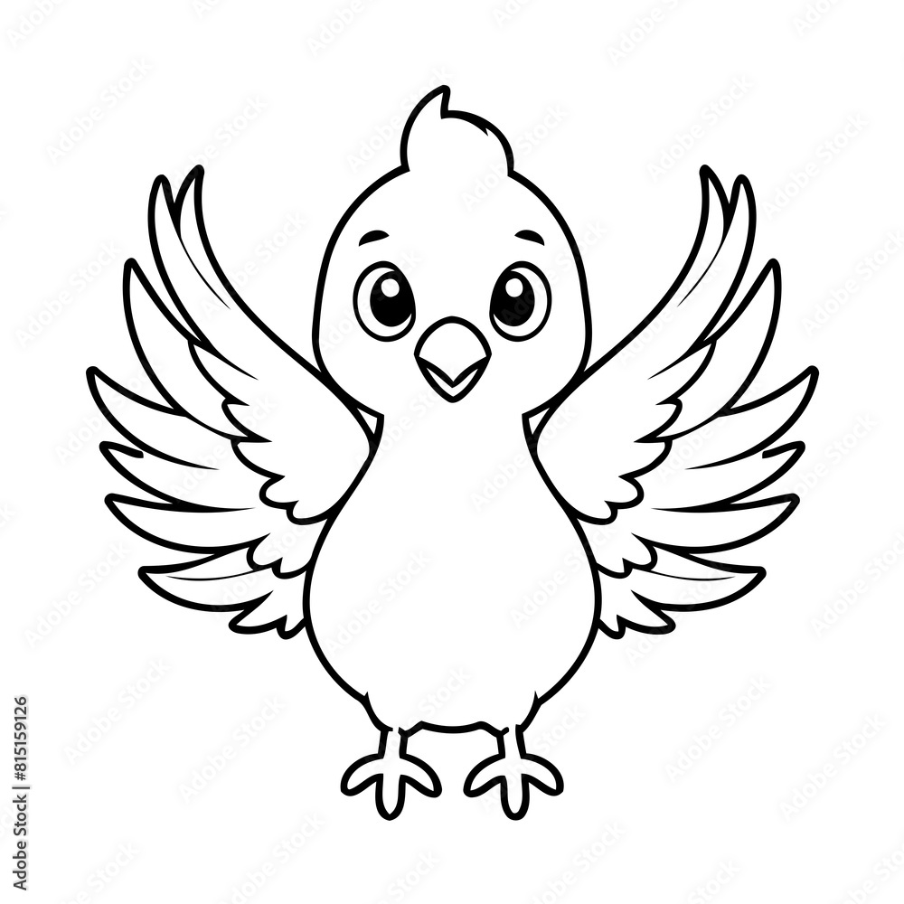 Fototapeta premium Cute vector illustration Phoenix drawing for kids colouring activity