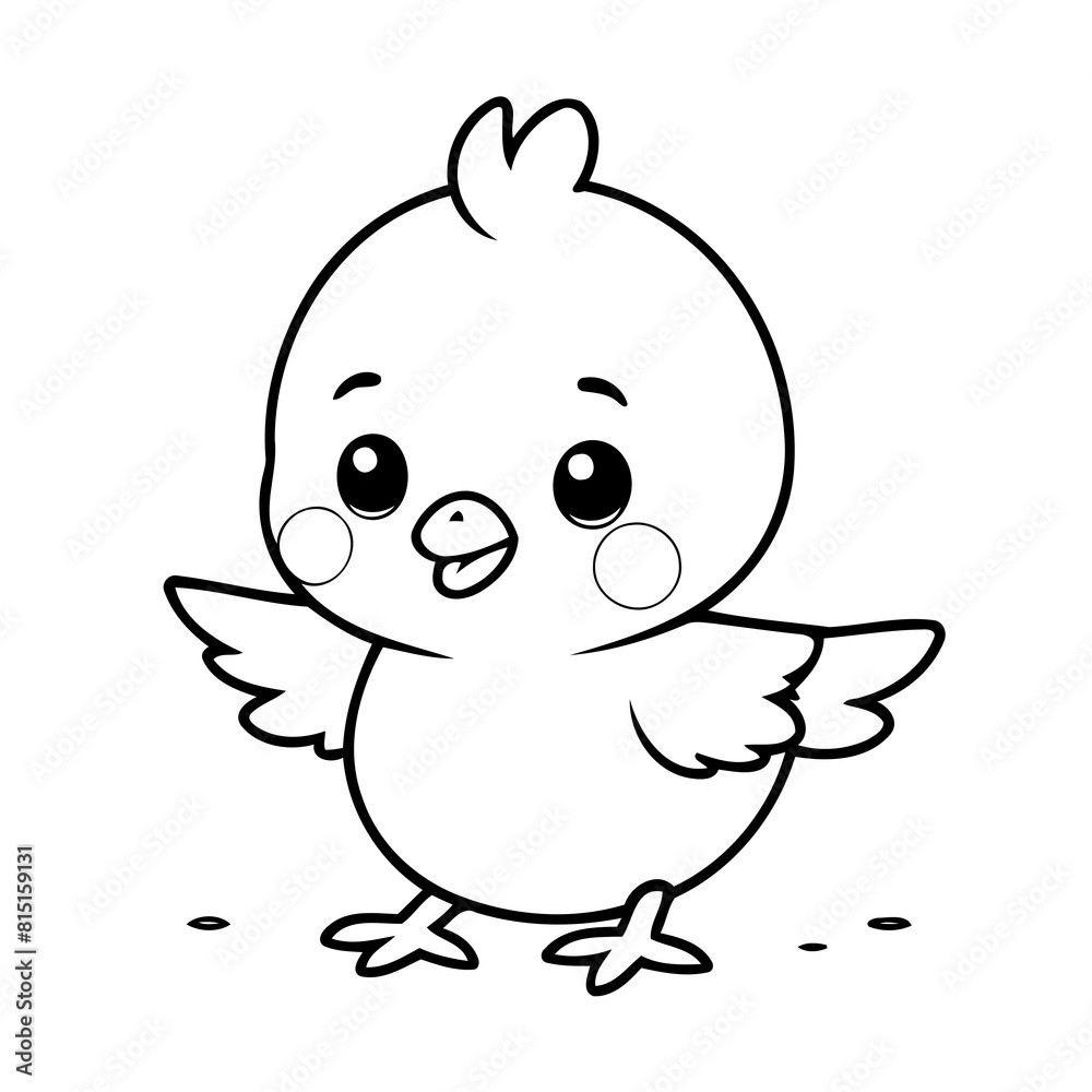 Simple vector illustration of Chick hand drawn for kids coloring page Simple vector illustration of Chick hand drawn for kids coloring page