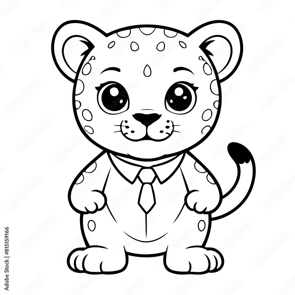 Vector illustration of a cute Jaguar doodle for children worksheet