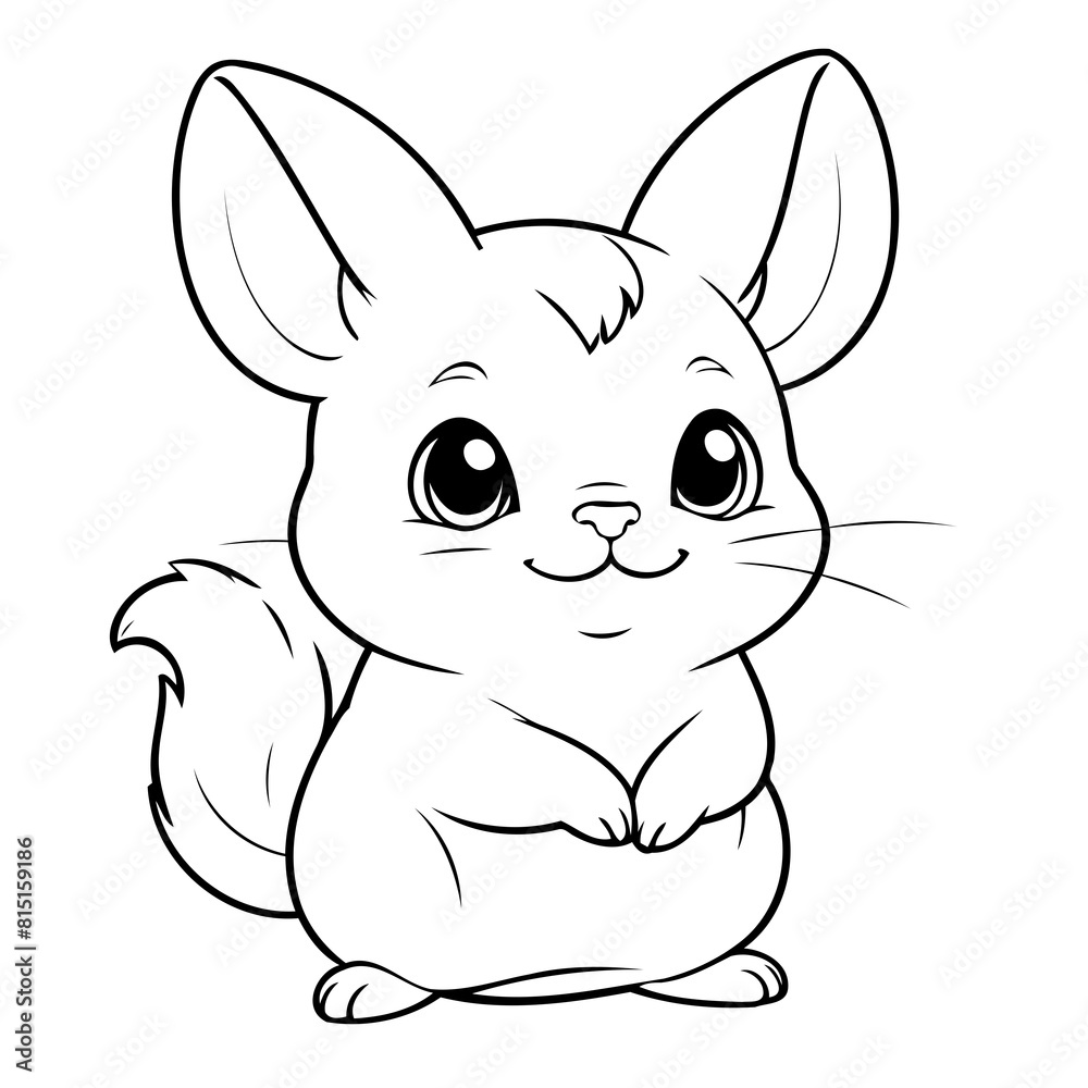 Simple vector illustration of Chinchilla colouring page for kids Simple vector illustration of Chinchilla colouring page for kids