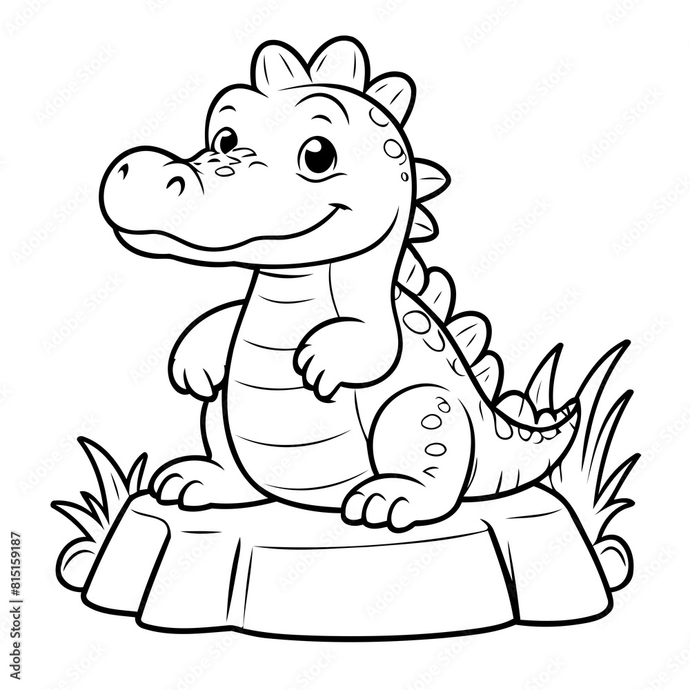Vector illustration of a cute Crocodile drawing for children page Vector illustration of a cute Crocodile drawing for children page