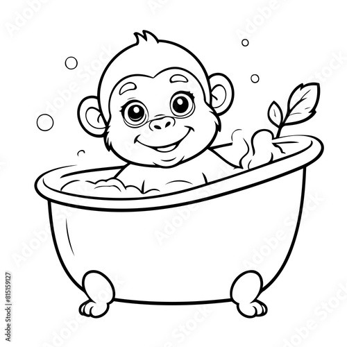 Cute vector illustration Gorilla doodle black and white for kids page