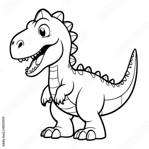 Cute vector illustration Allosaurus drawing colouring activity