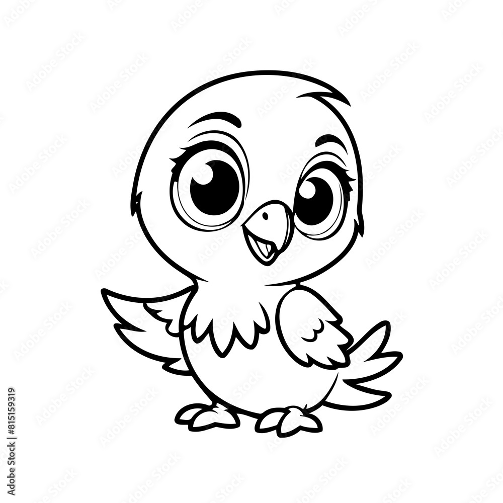 Simple vector illustration of Parrot colouring page for kids Simple vector illustration of Parrot colouring page for kids