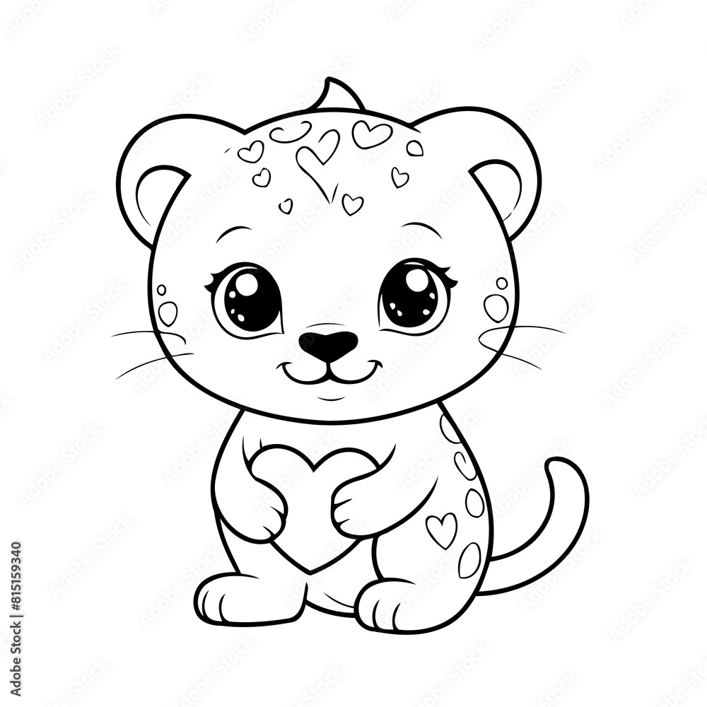 Vector illustration of a cute Jaguar doodle for toddlers coloring activity Vector illustration of a cute Jaguar doodle for toddlers coloring activity