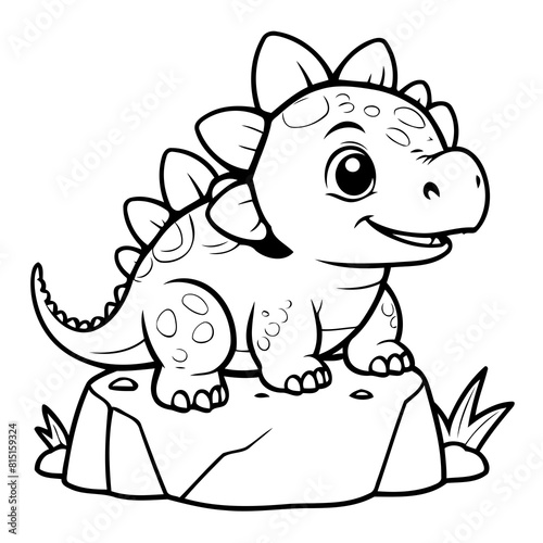 Cute vector illustration Ankylosaurus drawing colouring activity