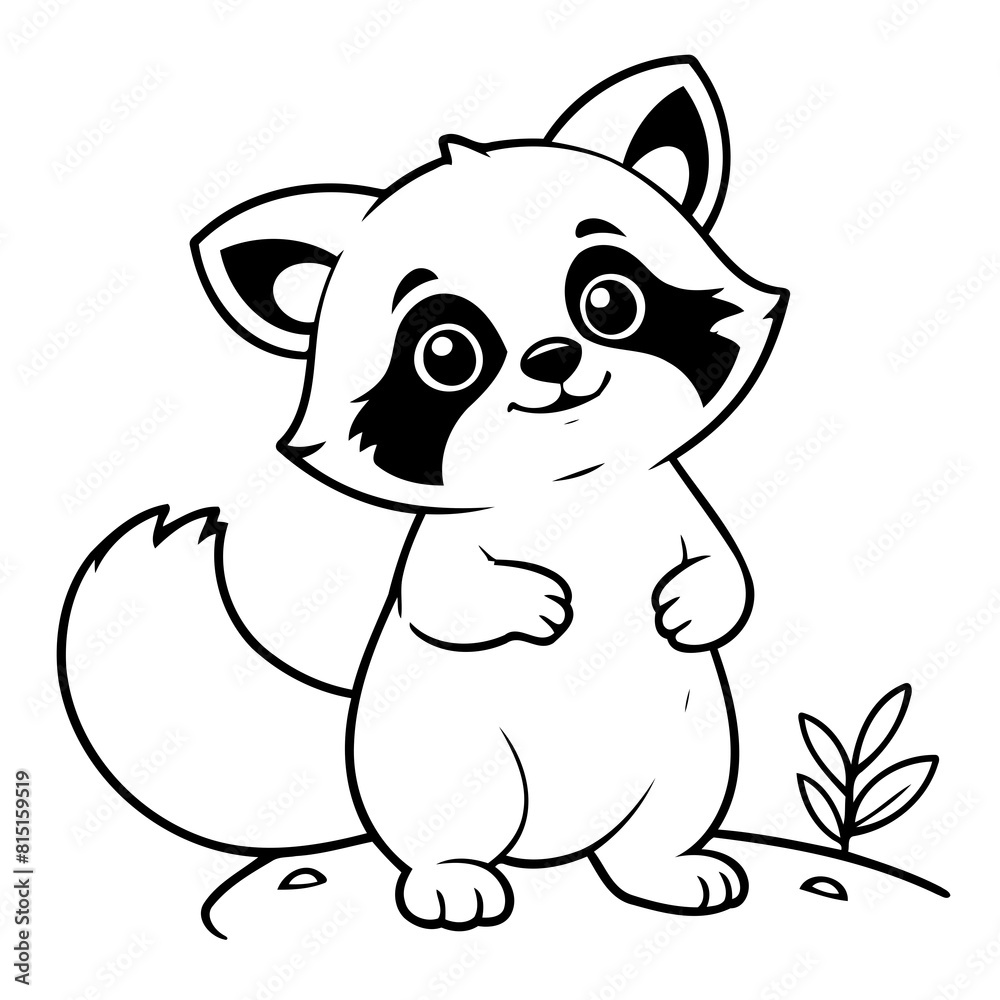Cute vector illustration Raccoon doodle for toddlers worksheet Cute vector illustration Raccoon doodle for toddlers worksheet