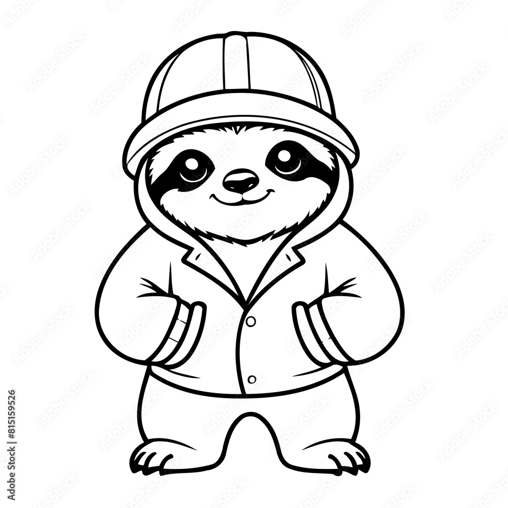 Cute vector illustration Sloth for toddlers colouring page Cute vector illustration Sloth for toddlers colouring page