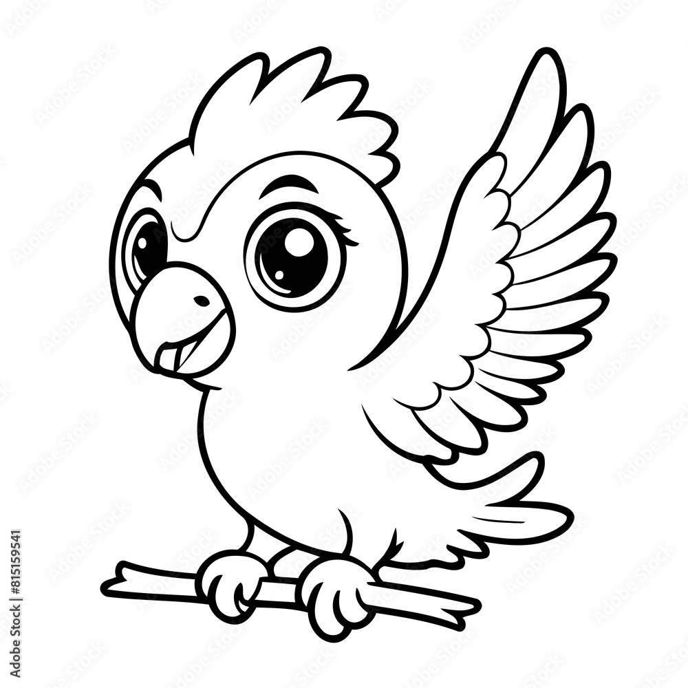 Cute vector illustration Macaw drawing colouring activity Cute vector illustration Macaw drawing colouring activity