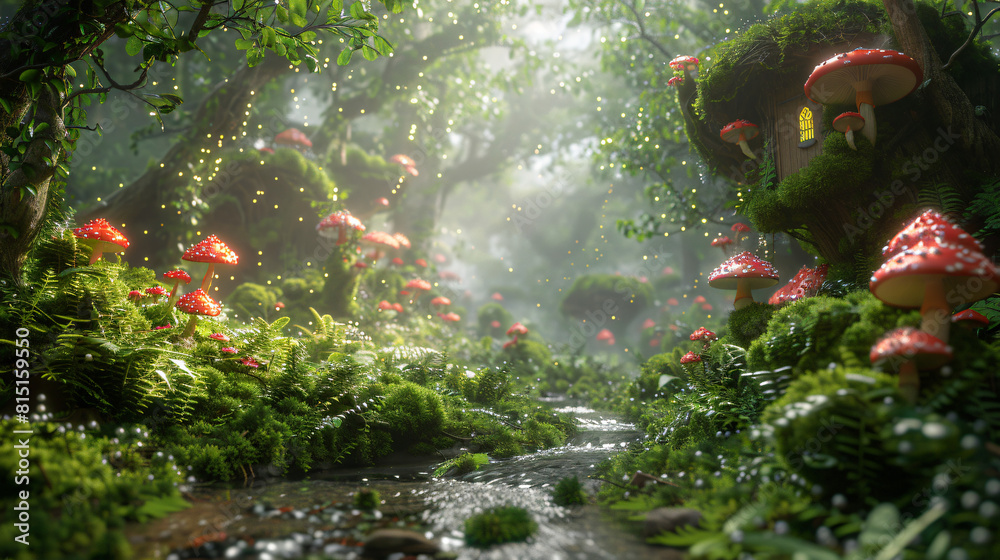 Fototapeta premium Enchanted Grove: Forest Glade Beckoning Visitors to Unearth Nature's Magic 