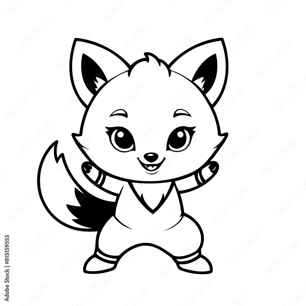 Simple vector illustration of Fox for toddlers colouring page Simple vector illustration of Fox for toddlers colouring page