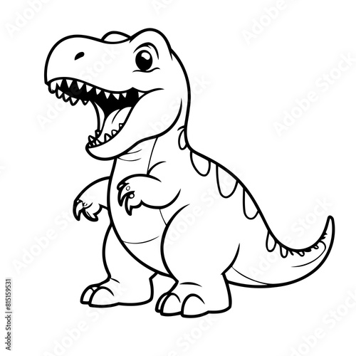 Vector illustration of a cute Tyrannosaurus doodle colouring activity for kids