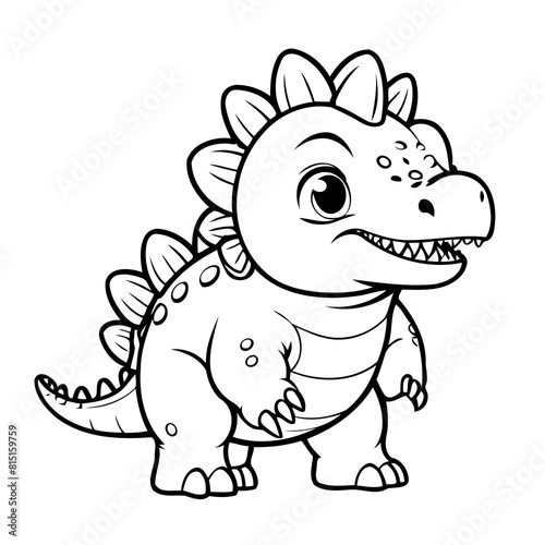 Cute vector illustration Ankylosaurus for kids colouring worksheet © meastudios