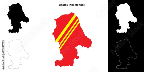Baotou blank outline map set