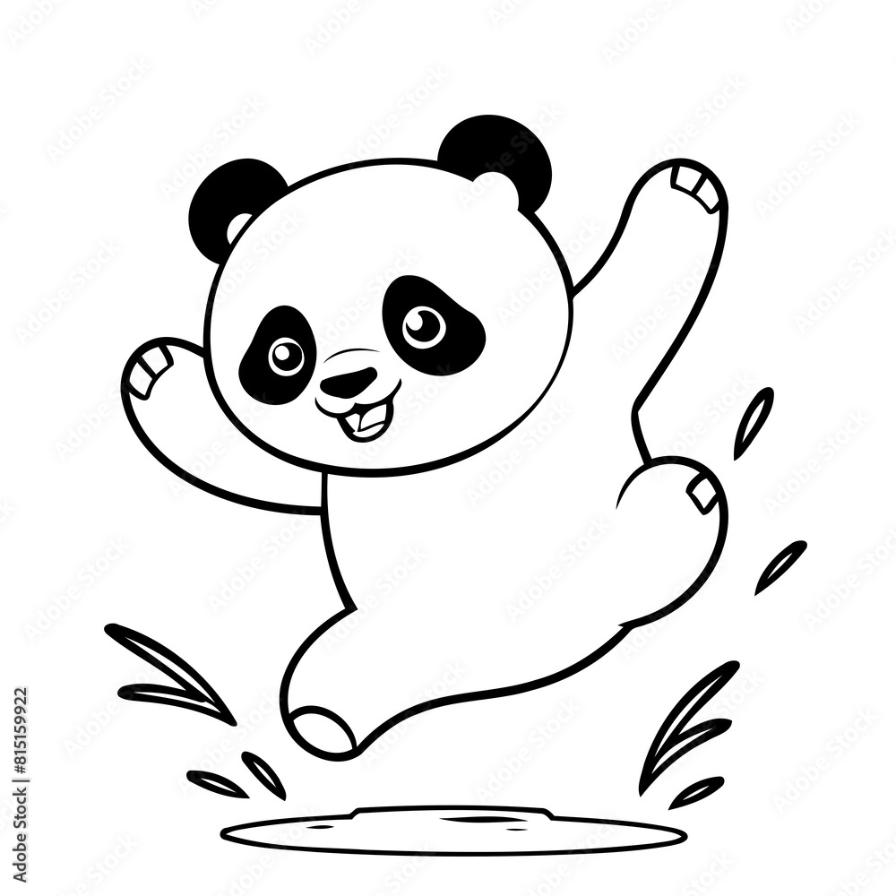 Naklejka premium Vector illustration of a cute Panda doodle for toddlers colouring page