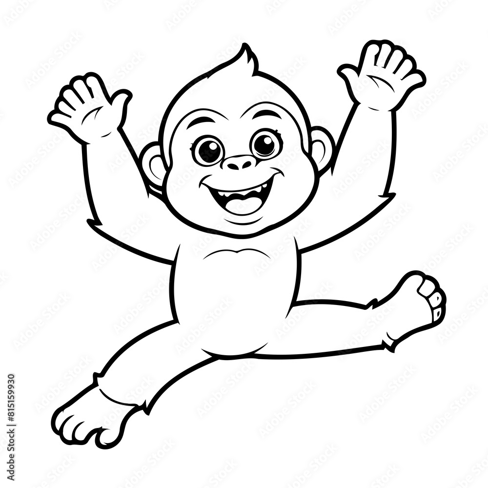 Obraz premium Vector illustration of a cute Gorilla drawing for kids page
