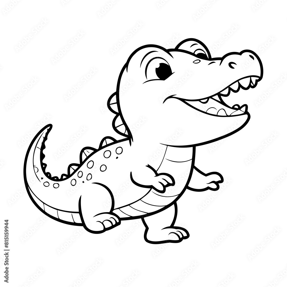 Simple vector illustration of Alligator drawing for kids page Simple vector illustration of Alligator drawing for kids page