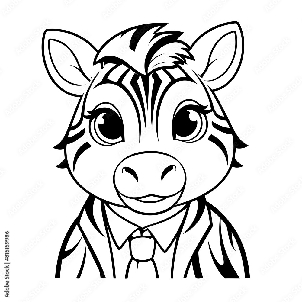 Simple vector illustration of Zebra drawing for kids page Simple vector illustration of Zebra drawing for kids page