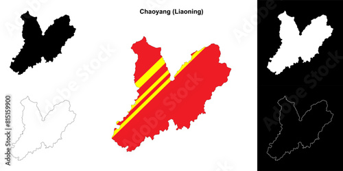 Chaoyang blank outline map set photo