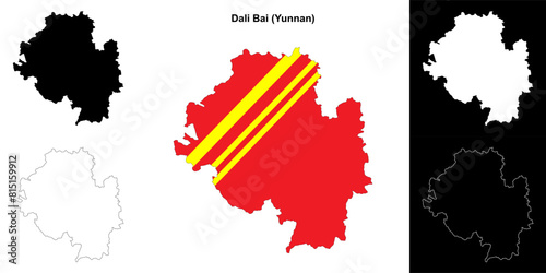 Dali Bai blank outline map set