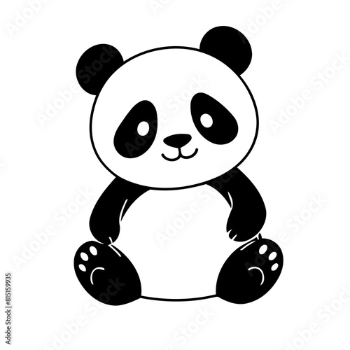 Cute vector illustration Panda drawing for toddlers coloring activity
