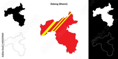 Datong blank outline map set photo