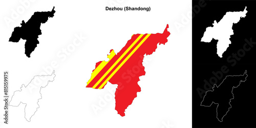 Dezhou blank outline map set photo