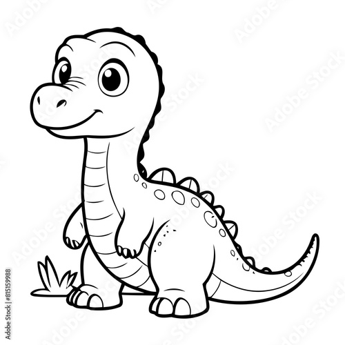 Vector illustration of a cute Brachiosaurus drawing for children page