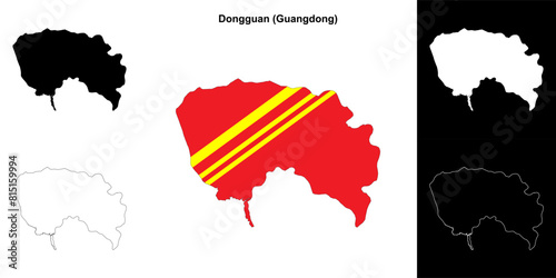 Dongguan blank outline map set photo