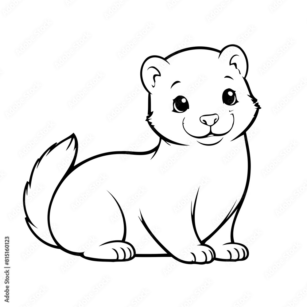 Vector illustration of a cute Ferret drawing for kids colouring page Vector illustration of a cute Ferret drawing for kids colouring page