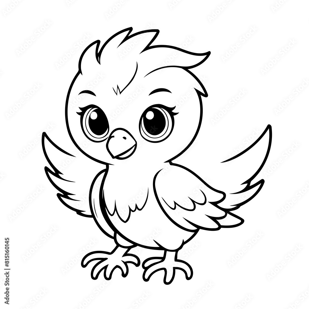 Vector illustration of a cute Phoenix doodle for toddlers colouring page Vector illustration of a cute Phoenix doodle for toddlers colouring page
