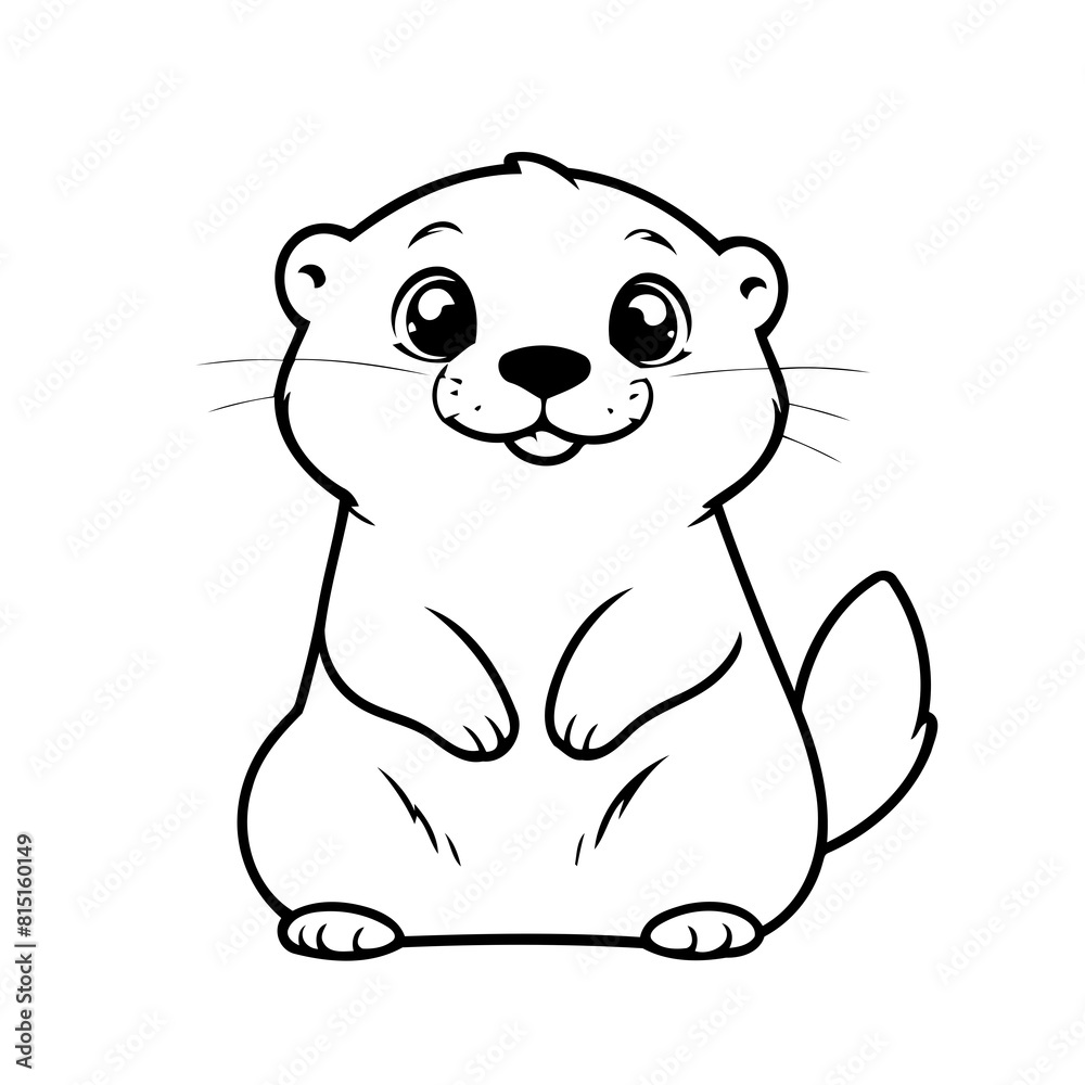 Vector illustration of a cute Otter drawing for kids colouring activity Vector illustration of a cute Otter drawing for kids colouring activity