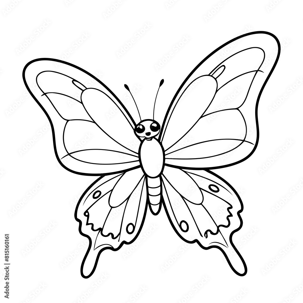 Cute vector illustration Butterfly drawing for kids page