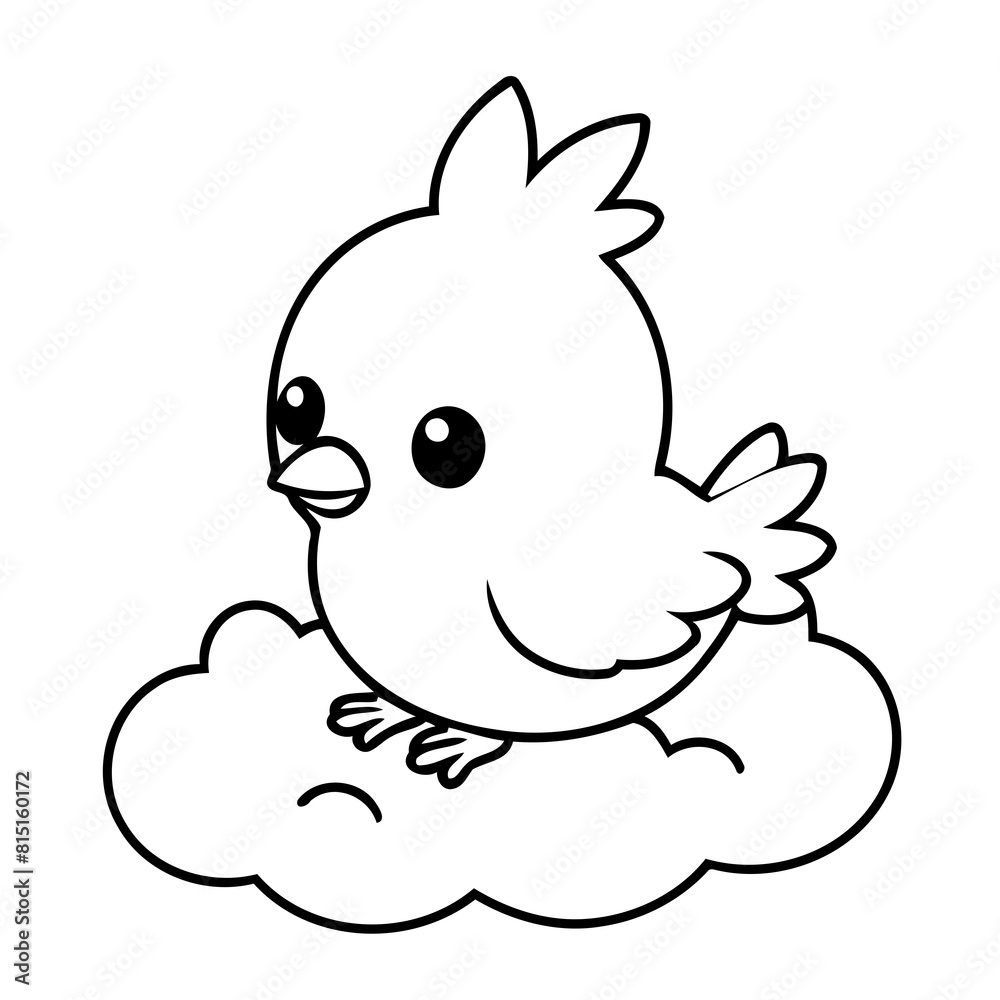 Fototapeta premium Cute vector illustration Bird for kids colouring worksheet