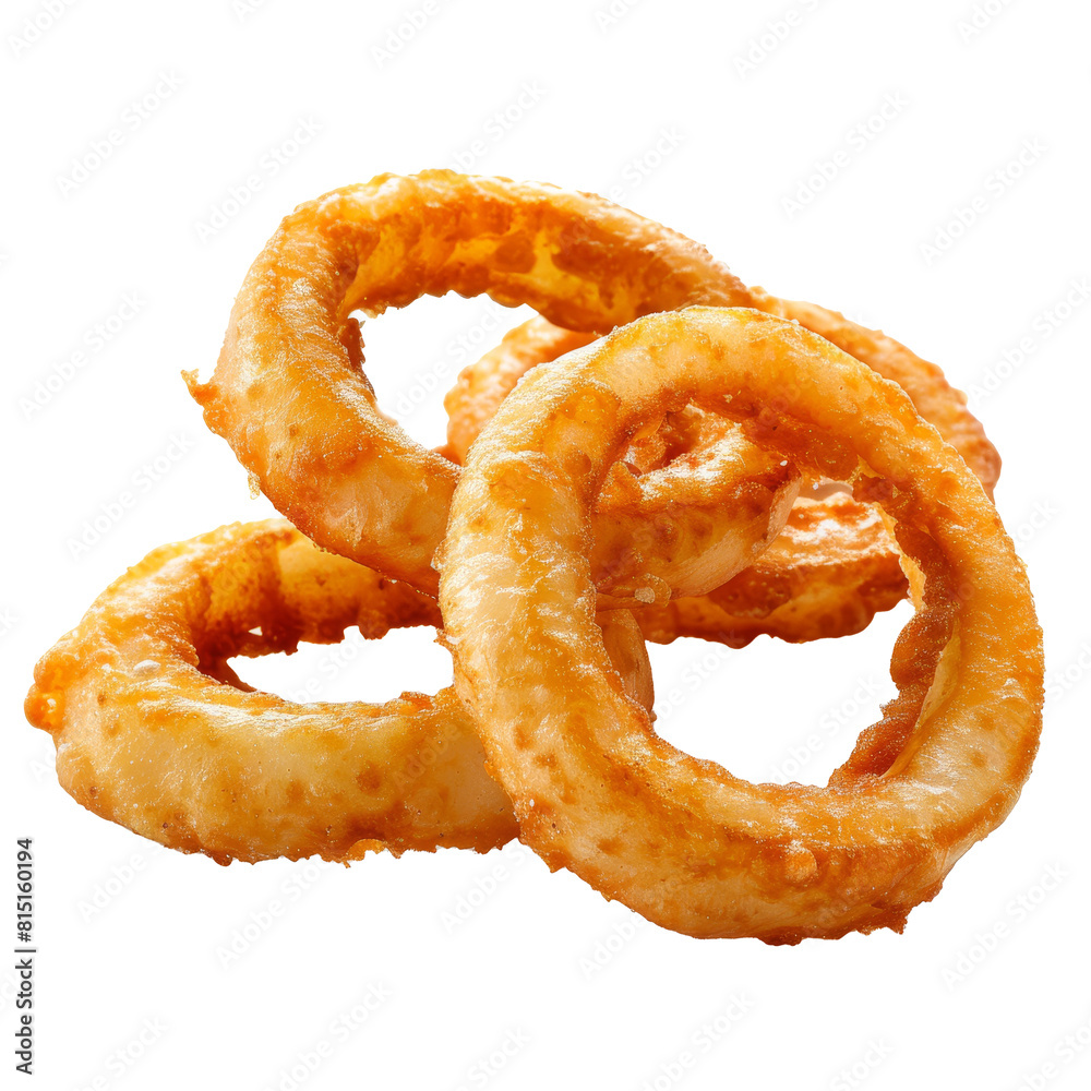 Crispy fried onion rings arranged neatly on a plain Png background, Fried onion rings isolated on transparent background Crispy fried onion rings arranged neatly on a plain Png background, Fried onion rings isolated on transparent background
