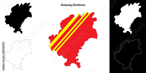 Guiyang blank outline map set photo