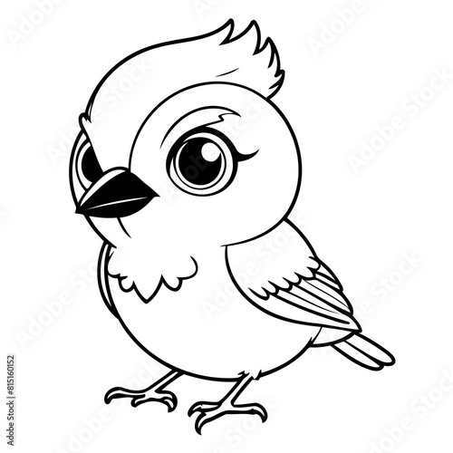 Vector illustration of a cute BlueJay doodle for toddlers colouring page