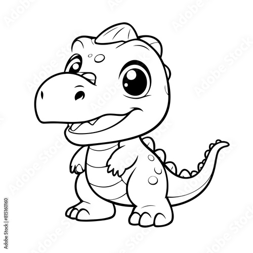Simple vector illustration of Dino drawing for toddlers book