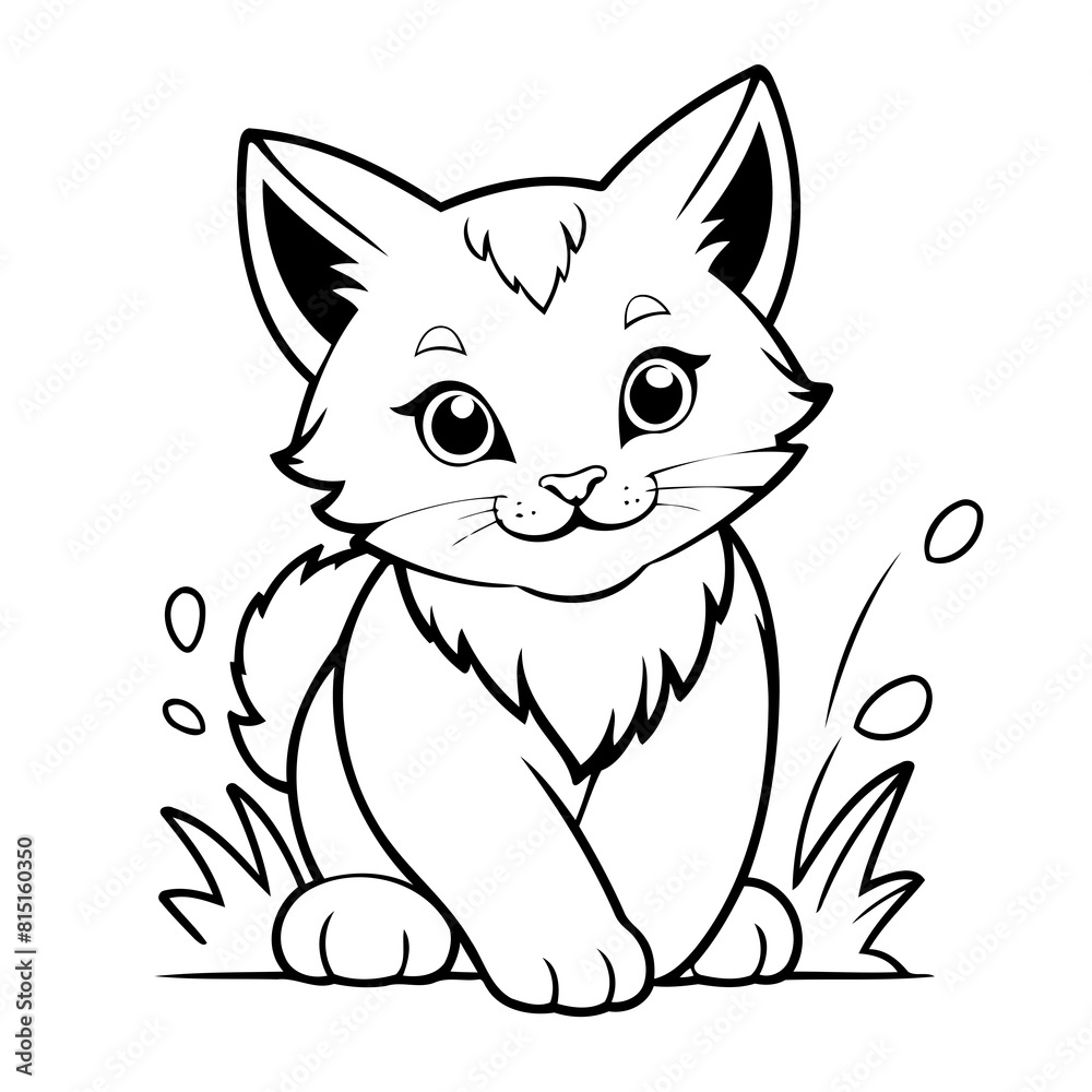 Fototapeta premium Cute vector illustration Lynx doodle for toddlers colouring page