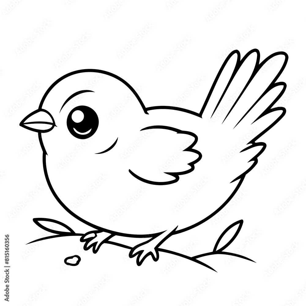 Obraz premium Simple vector illustration of Sparrow drawing for toddlers colouring page